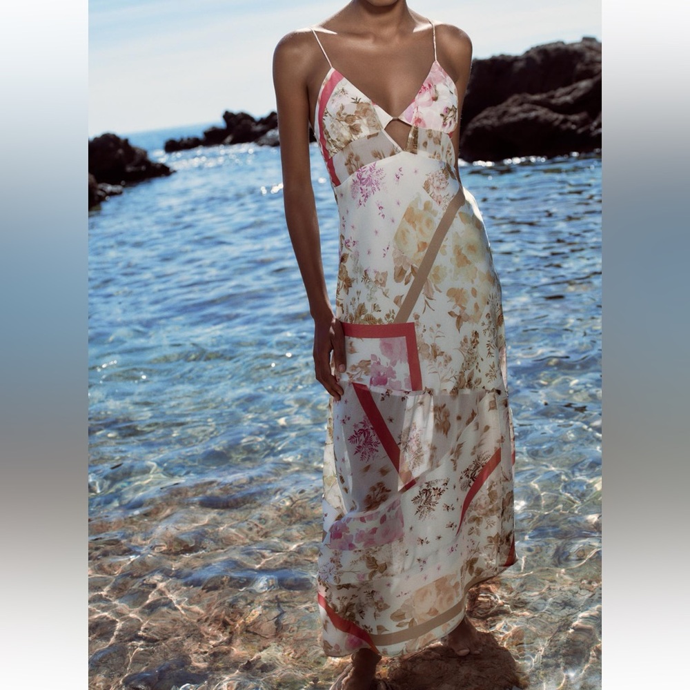 Semi-sheer mixed print Zara dress